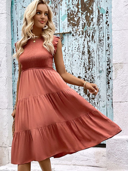 Vestido estilo maxi manga con volantes